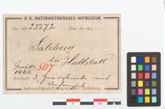 Etikett zu Bronzeachsnagel (NHMW-PRAE-025272)